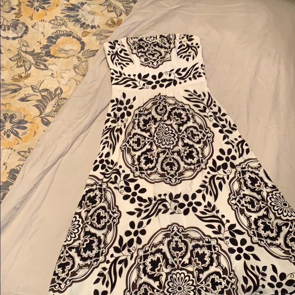 Strapless tea length dress